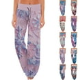 Biziza Christmas Red 2025 Pajama Pants for Women Santa Claus Graphic Lightweight Cotton Wide Leg