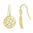thumbnail image 4 of LeCalla 925 Sterling Silver 18K Yellow-Gold Plated Filigree Leaf Diamond-Cut French Wire Dangle Earrings for Women and Teen 26MM, 4 of 6