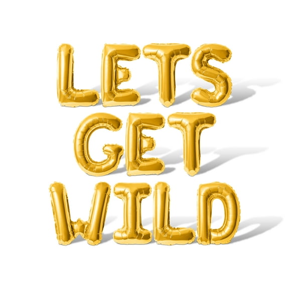 Letter Balloons - LETS GET WILD 16" Inch Alphabet Letters Foil Mylar Balloon Bachelorette or Bridal Shower Party Banner (Gold)