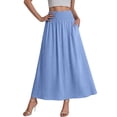 thumbnail image 3 of SROBPTY Skirts for Women Summer Solid Elastic Waist High Waist Midi A Line for Casual Wear, 3 of 5