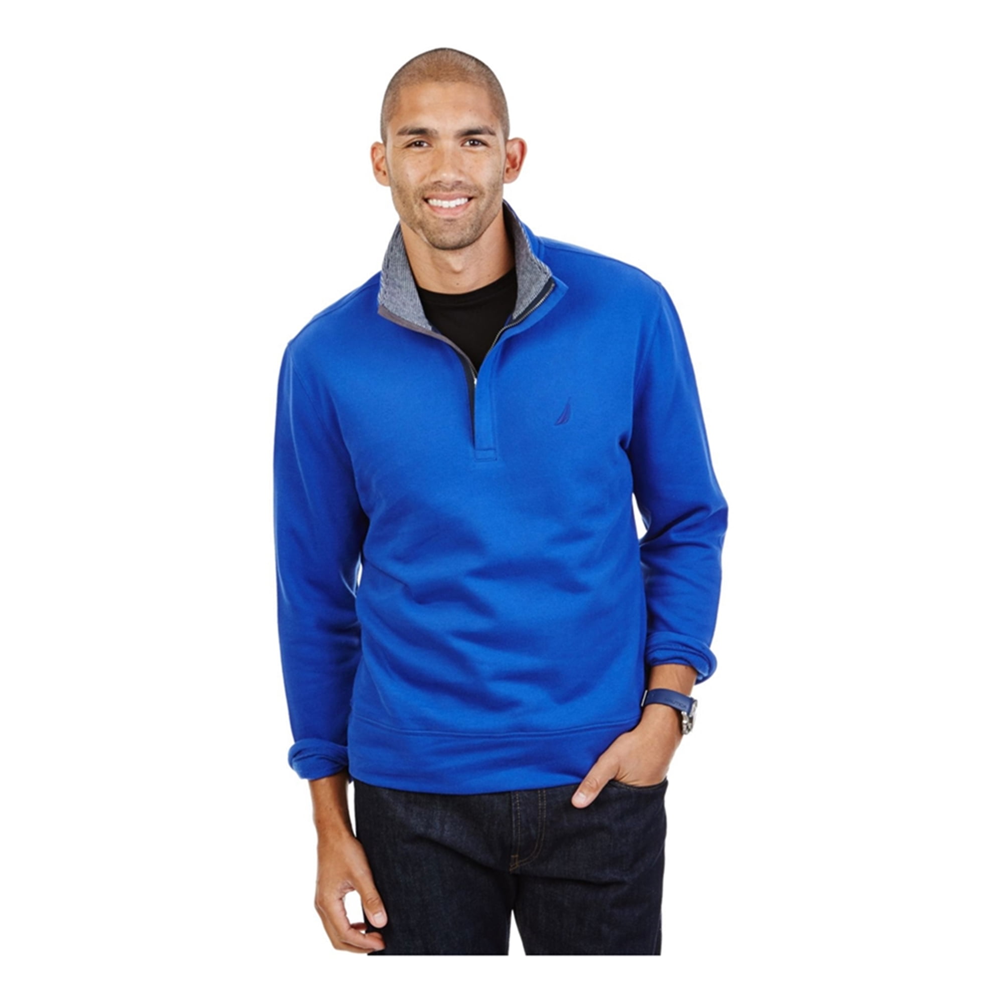 Nautica Sudadera de forro polar con cierre de cuarto para hombre