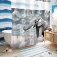 thumbnail image 5 of No Hook Shower Curtain with Built-in Rings - Funny Elephants Blow Bubbles Washable Waterproof Fabric Bathroom Curtains for Hotel,Rentals, 72 X 78 Inch Long , Gray White, 5 of 9