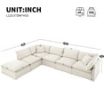 thumbnail image 3 of Harper & Bright Designs Modular Sectional Sofa Set with Movable Ottoman, Chenille 6-Seat L-Shaped Couch, Oversized Free Combination Sectional Sofe with for Living Room, Off White, 3 of 20