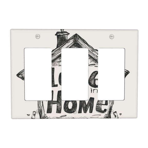 Love Home Switch Cover Decorative Wall Plate 3-Gang Standard Size