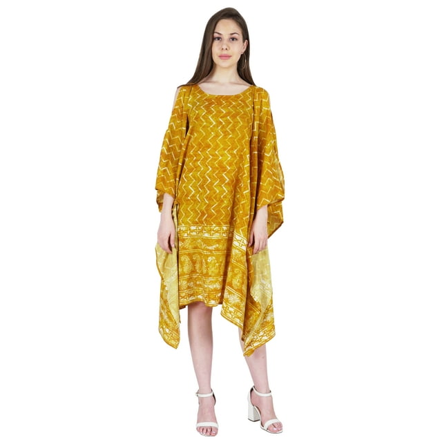 Moomaya Printed Cold Shoulder Kaftan Cover Up For Women Sundress Caftan Dress