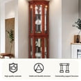 thumbnail image 4 of MDQMD Corner Cabinet with Vintage Handle for Living Room,Glass Door Wood Corner Cabinet,Curio Display Cabinet with Adjustable Shelves,Light Walnut, 4 of 9