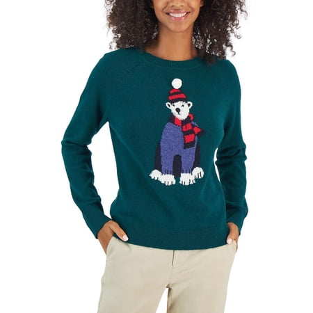 Tommy Hilfiger Womens Polar Bear Wool Blend Graphic Pullover Sweater