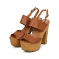 thumbnail image 5 of Mark Maddux EF21 Women Leatherette Peep Toe Wooden Block Heel Platform Clog Sandal, 5 of 5
