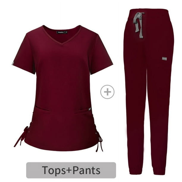 Bata quirúrgica de hospital, ropa de lavado, clínica, herramientas profesionales, enfermera, estudiante, traje femenino fino con cuello en V