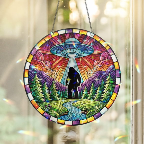 Lotusprinthandmade Bigfoot Custom Shape Star Hologram Ornament 3.5in, bigfoot holographic hanging charm, bigfoot 3d ornament