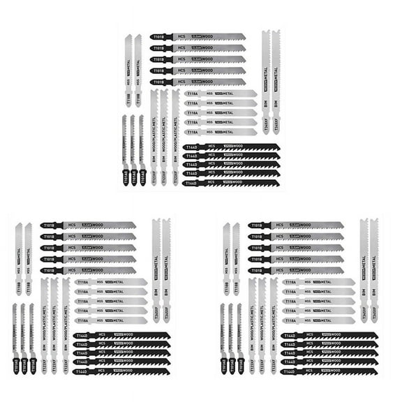 75 Pcs T Shank Jig Saw Blade Set, T-Shank Blades for Wood, Plastic and Metal Cutting,Black & Silver