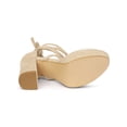 thumbnail image 3 of BLISSFUL STEP Sandales à Talon Bloc à Plateforme à Lacets à Brides Transparentes pour Femmes Beige 6, 3 of 8