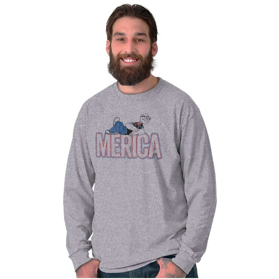 Popeye Ironic America Nickname Funny Long Sleeve TShirt Men Women Brisco Brands S
