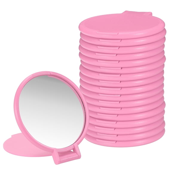 Uxcell 18 Pcs Round Compact Mirror Bulk, Mini Pocket Folding Makeup Mirrors Small Portable Makeup Stuffs for Purse, Women Girls Travel Daily Use Party Gifts, Light Pink
