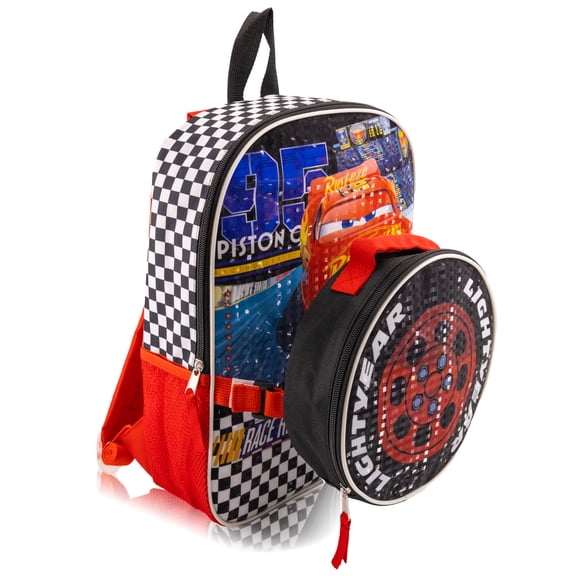Disney Cars Lightning McQueen Backpack With Lunch Box for Kids | Insulated Lunch Bag Lunch Box for Boys, Girls, Toddlers | 14" Cars Backpack for School and Reusable Lunchbox