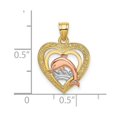 thumbnail image 2 of 14k Two-tone Gold Dolphin In Love Heart Pendant Necklace Tri-color 15.7x15.7mm Wide 1.8mm Thick Pendant for Women, 2 of 2