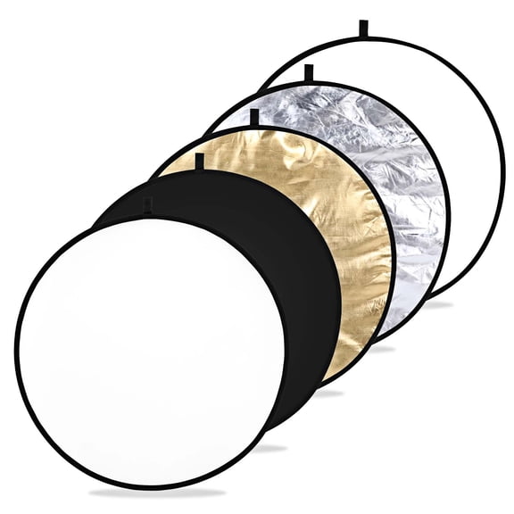 32-Inch 80CM Portable 5 in 1 Translucent, Silver, Gold, White, and Black Collapsible Round Multi Disc Light Reflector for Studio or any Photography Situation