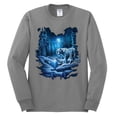 thumbnail image 2 of Wild Bobby, Tiger In The Snowy Night Animal Lover Mens Long Sleeve Shirt, Heather Grey, X-Large, 2 of 3