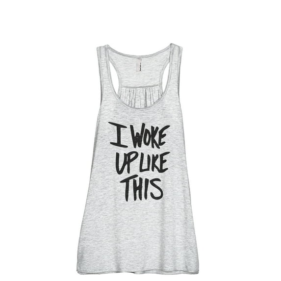 I Woke Up Like This Women's Fashion Sleeveless Flowy Racerback Workout Yoga Tank Top Sport Grey X-Large