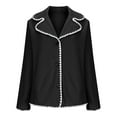 thumbnail image 1 of HongQid Womens Wool Coats Embroidered Edge Notched Collar Open Front Mid Long Trench Coat, 1 of 4