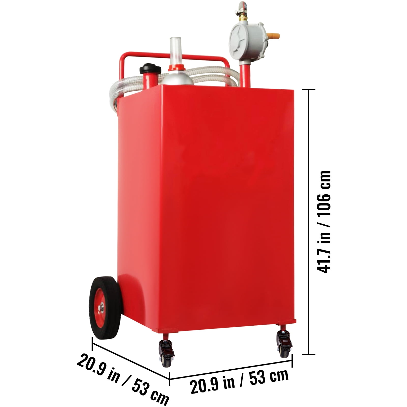 SKYSHALO with Manuel Transfer Pump, 35 Gallon Gas Caddy, Fuel Storage Tank with 4 Wheels, Portable Fuel Caddy Gasoline Diesel Fuel Container for ATVs, Boats