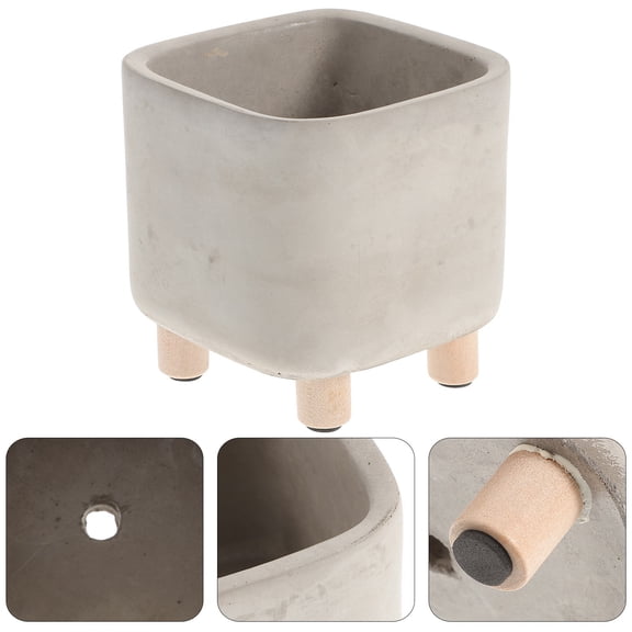 Worgeous  Cement Flower Pot Decorative Flowerpot Cactus Planter Outdoor Light Grey