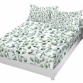 Watercolor Eucalyptus Leaves Fitted Sheet with Elastic Bands Non Slip