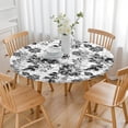 thumbnail image 3 of Pioneer Flower Floral Print Pattern Round Fitted Tablecloth with Elastic Edge,Dining Table Cover Waterproof,Outdoor Round Tablecloth for Camping,Dining,Indoor and Outdoor, 3 of 7