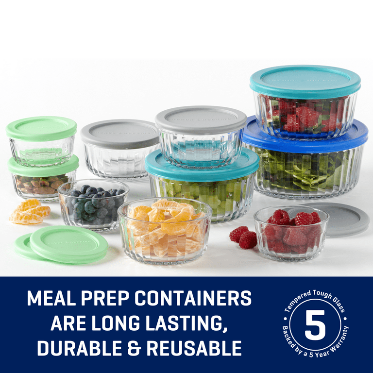 Anchor Hocking Sculpted Glass Food Storage Containers with Lids