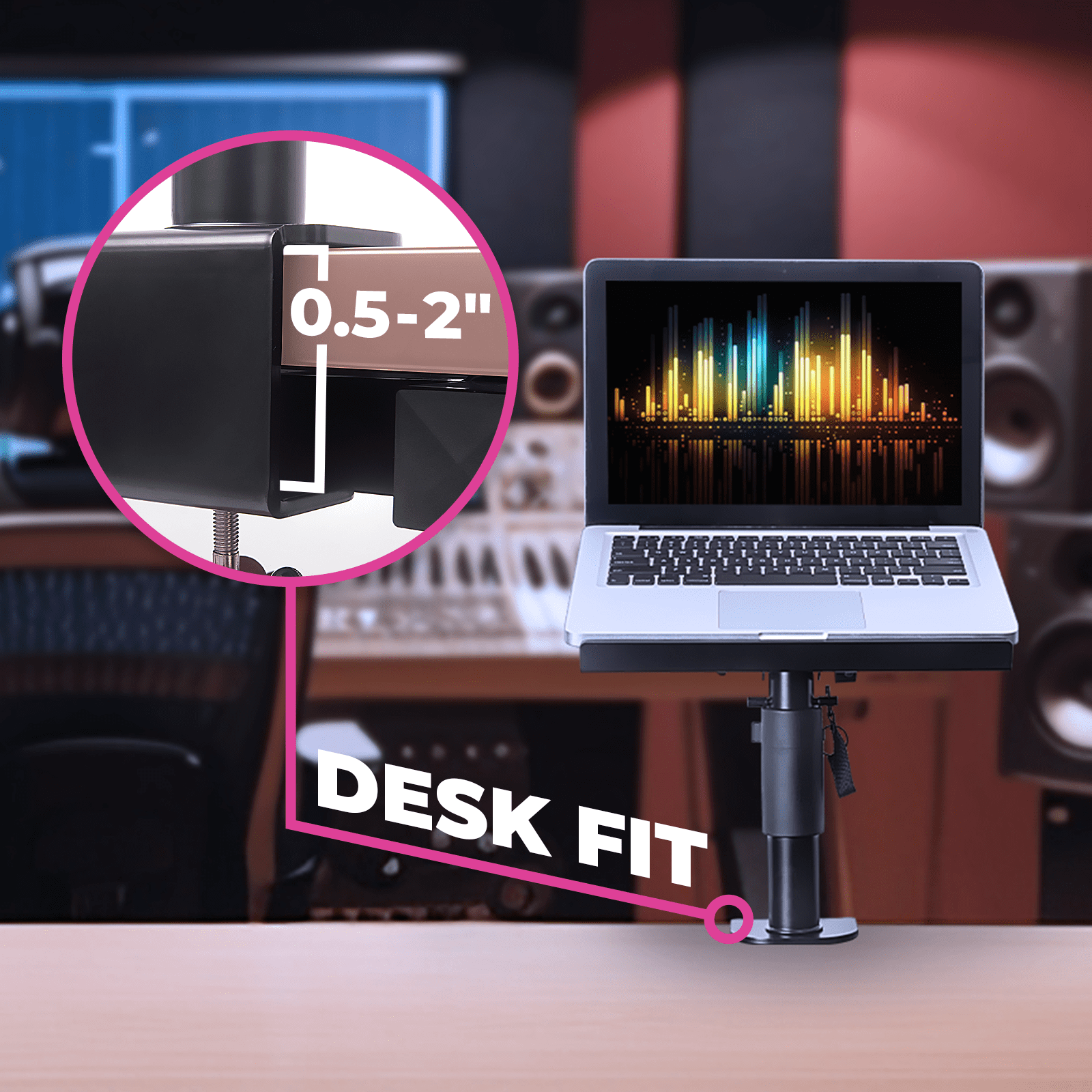 Liquid Stands Laptop Desk Mount - 9x12.5" Adjustable Laptop Mount For Desk Holds Up to 65 LBS - Versatile Steel Laptop Arm Mount For Desk, Piano & Workstations – Ergonomic & Adjustable Design
