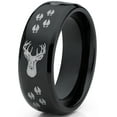 thumbnail image 2 of Metal Masters 8mm Black High-Polish Deer Head Track Titanium Ring Wedding Band Mens Hunting Ring Outdoor Jewelry, 2 of 5