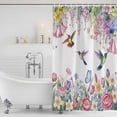 thumbnail image 2 of Watercolor Flowers Shower Curtain Set - 72" x 78" Washable Bathtub Curtain with 12 Hooks, Spring Hummingbird Butterflly Floral Waterproof Fabric Stall Shower Curtains for Bathroom/Bathtub Décor, 2 of 6