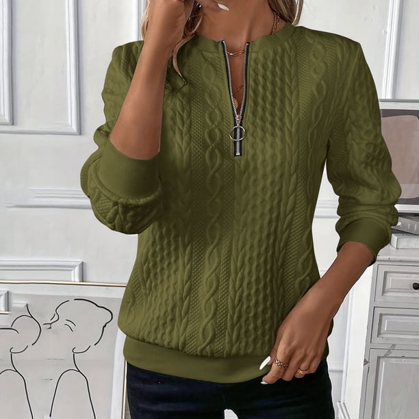 Camisas Sentuca para mujer, estilo jersey, cuello redondo, manga larga, blusas casuales lisas