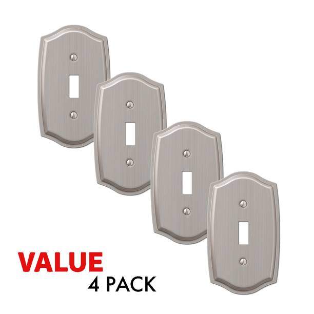 Value 4Pack Toggle Light Switch Stylish Stamped Steel, Brushed Nickel