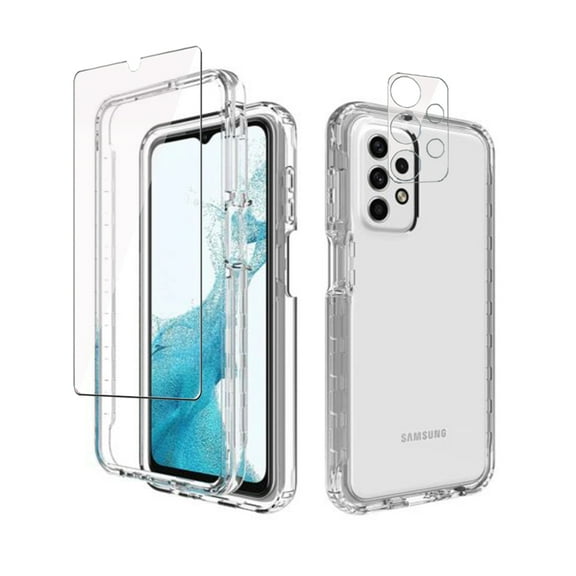 TASHHAR Samsung Galaxy A23 5G Case with Screen and Lens Protector 2 in 1 Reinforced Bumper Anti Scratch Transparent Shockproof Durable Non-Yellowing Crystal Clear Case for Galaxy A23 5G Phone