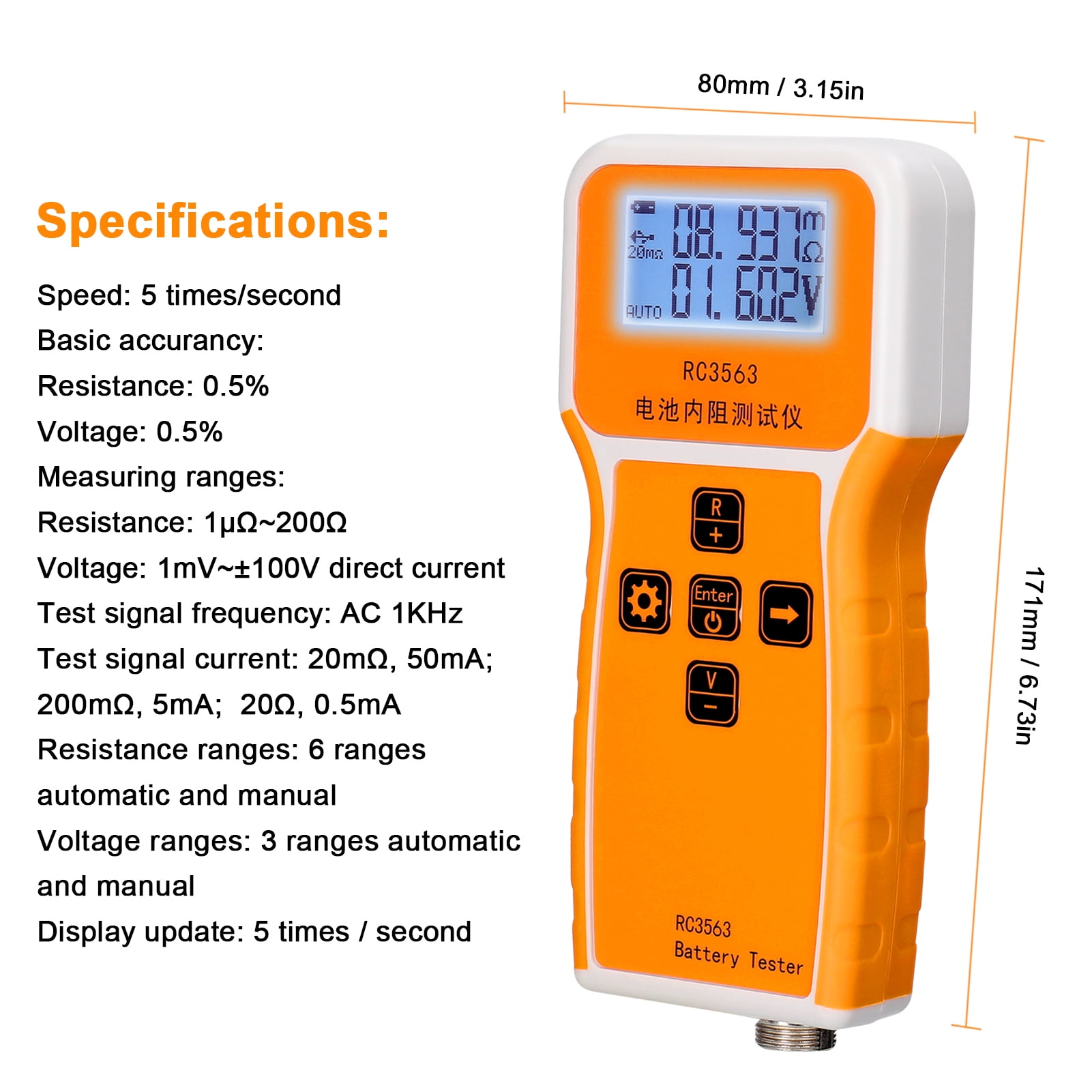 Resistometer, Rc3563 Battery Panel Internal Voltage Tester Detector Battery Tester Ohm Meter Insulation Resistance Meter