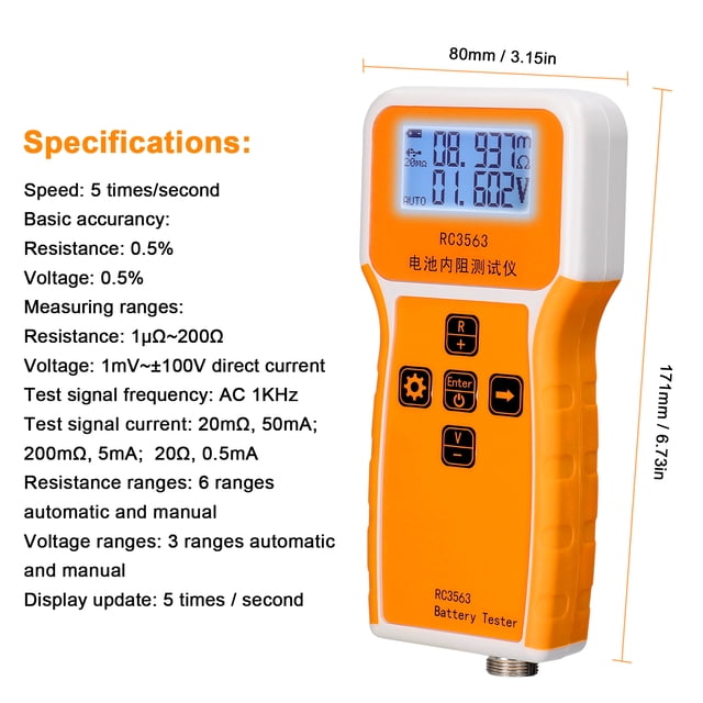 Internal resistance tester,200 100v Rc3563 Battery Tester Battery Internal Resistance Battery Tester Portable Battery Internal Tester Display Battery Mewmewcat Buzhi