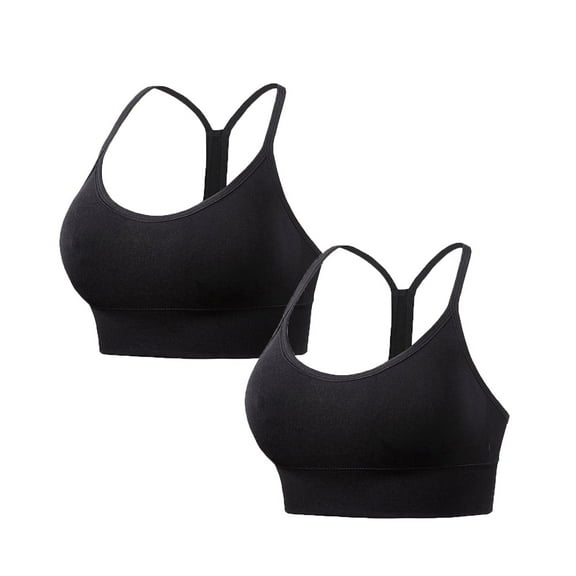 Baywell Women's Y Back Sports Bras Spaghetti Strap A–D Cups Low Impact Racerback Padded Yoga Running Workout Bra Black S-2XL