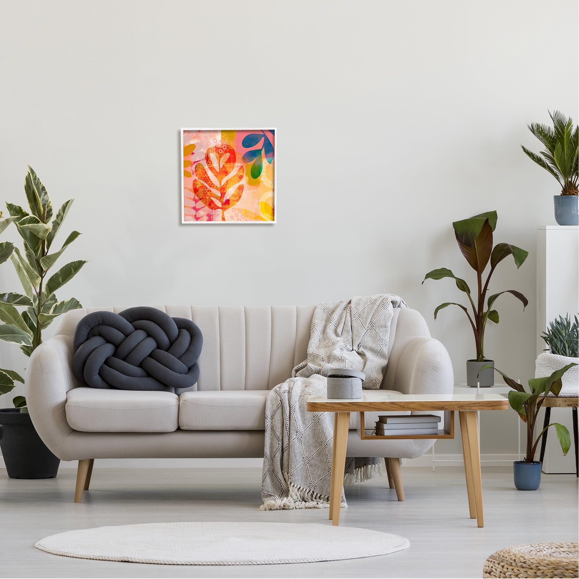 Stupell Industries Vivid Contemporary Leaves Botanical & Floral Painting White Framed Art Print Wall Art, 17 x 17