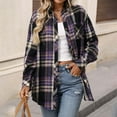 thumbnail image 7 of WRKEKC Long Sleeve Shirts for Women Plaid Print Collared Shirt with Button Detail and Pockets Oversized Fit Fall Winter Casual Outerwear, 7 of 7