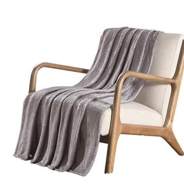 Dama Scroll All Season Embossed Pattern Ultra Soft and Cozy 50" x 60" Throw Blanket, Grey