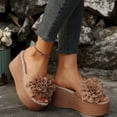 thumbnail image 4 of Pandaie Women's 3D Flower Platform Sandals Bohemia Dressy Wedge Slides Casual Summer Beach Slippers Open Toe Walking Outdoor Shoes Brown Size 7, 4 of 7