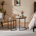 thumbnail image 4 of Nesting Coffee Table, Round Coffee Table for Living Room, Nesting Table with Wooden Tabletop and Sturdy Metal Frame, Stacking Living Room Tables Nesting End Table Set of 2, Rustic Brown, 4 of 19