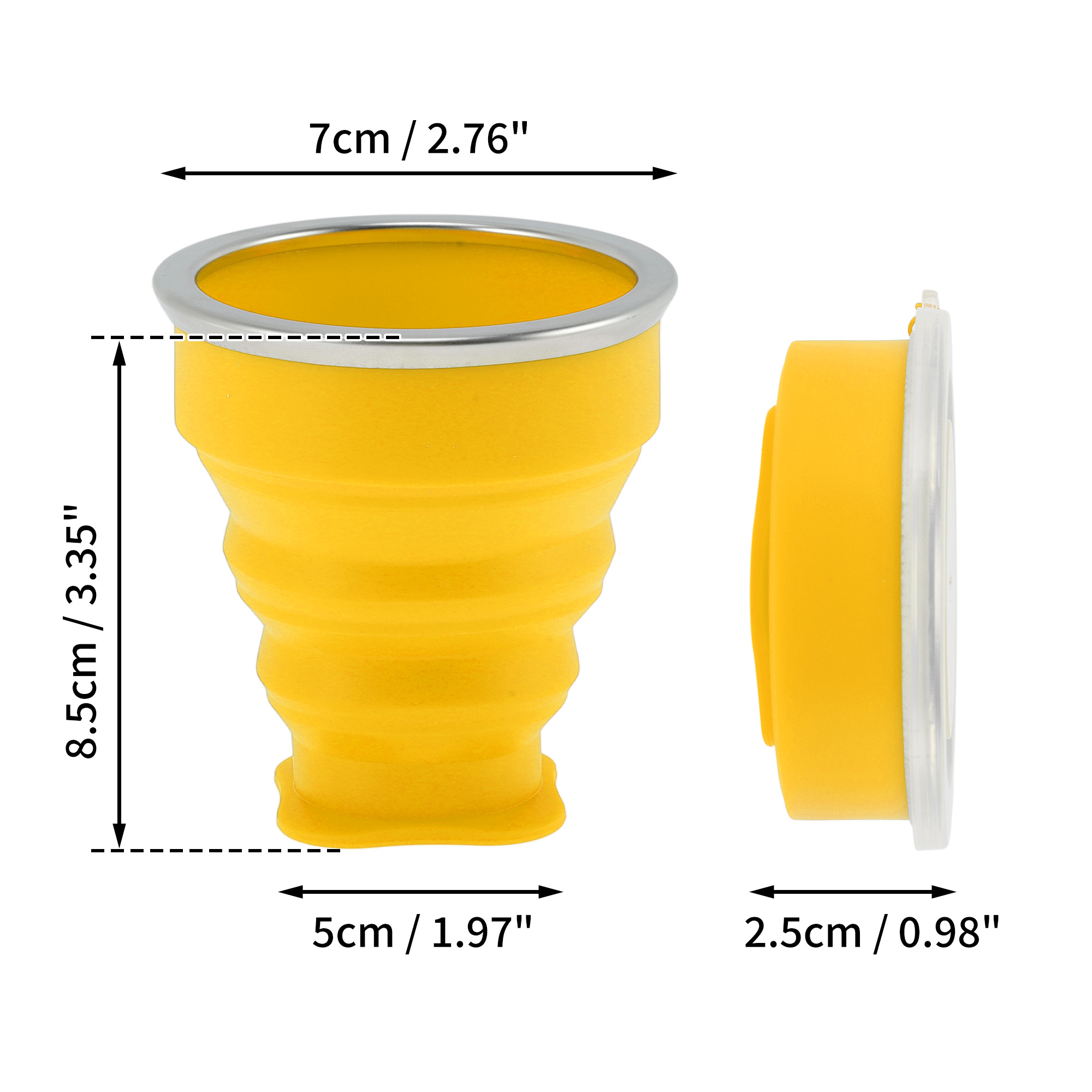 Unique Bargains Folding Cup with Wrist Strap Collapsible Cups 200ml 1 Pc Yellow
