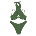 thumbnail image 3 of Pxiakgy Ensembles de bikini pour Femmes Maillots de Bain pour Femmes Rassemblement Cou Soutien-Gorge en Acier Coussin de Poitrine bikini Coloré Maillot de Bain pour Femmes Vert Armée + TG, 3 of 7