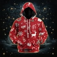 thumbnail image 3 of GHUALURU Men's Christmas Snowflake Reindeer Gift Graphic Pullover Hoodie, Red3，L, 3 of 5