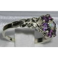 thumbnail image 3 of LBG 10k White Gold Natural Opal & Amethyst Womens Vintage Daisy Ring - Size 7.75, 3 of 4
