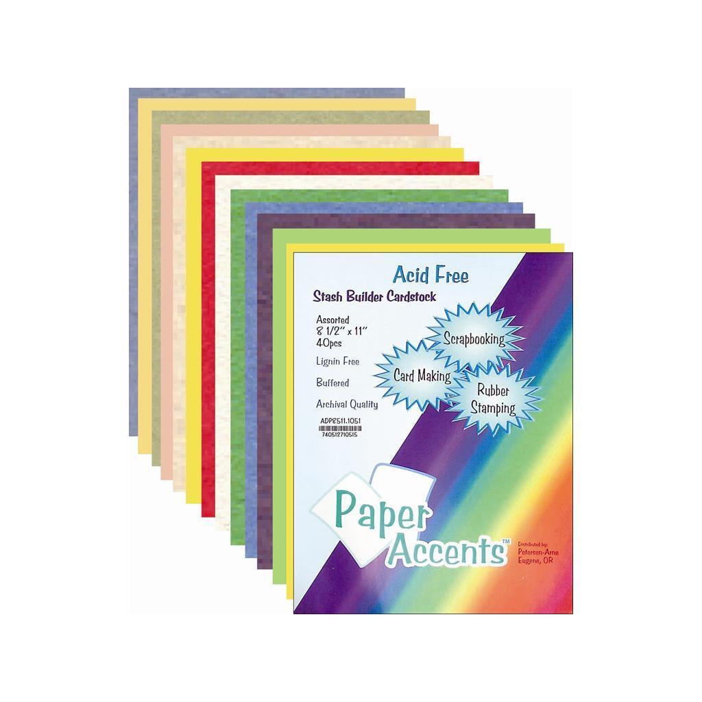 PA Paper Accents Stash Builder Cardstock 8.5 x 11 Assorted, 65lb colored cardstock  paper for card making, scrapbooking, printing, quilling and crafts, 40  piece pack