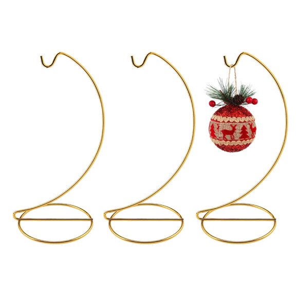 9-inch Ornament Display Stand, 3-Pack Gold Iron Hanging Hooks for Glass Globes, Air Plant Terrariums, Witch Balls, Ornaments & Wedding Decor