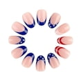 thumbnail image 4 of EBCUE 24 Pcs 4th of July Press on Nails Short Fake Nails French Tip Nails Independence Day Designs Pink False Nails Glossy Patriotic Gel Acrylic Nails Short Glue on Nails Star Stick on Nails, 4 of 5